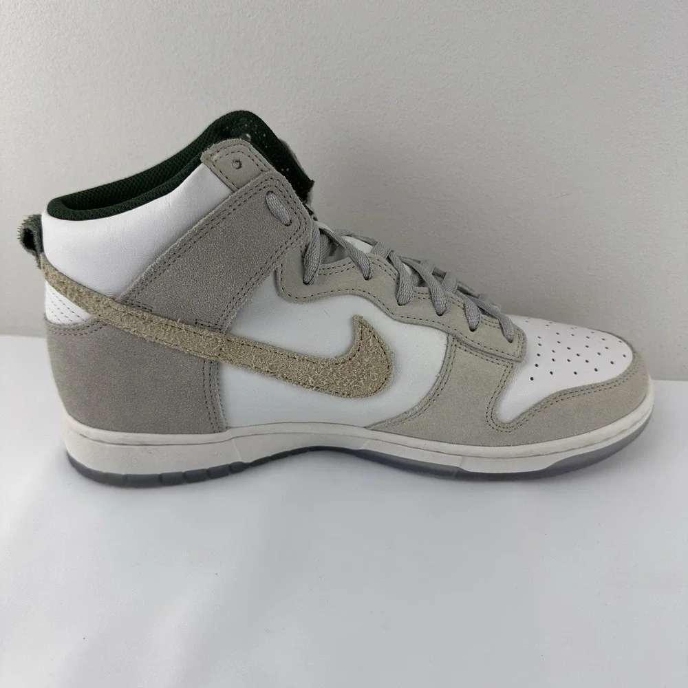 Nike Dunk High White Grey‎ Suede Green Men's Size 10 Sneakers